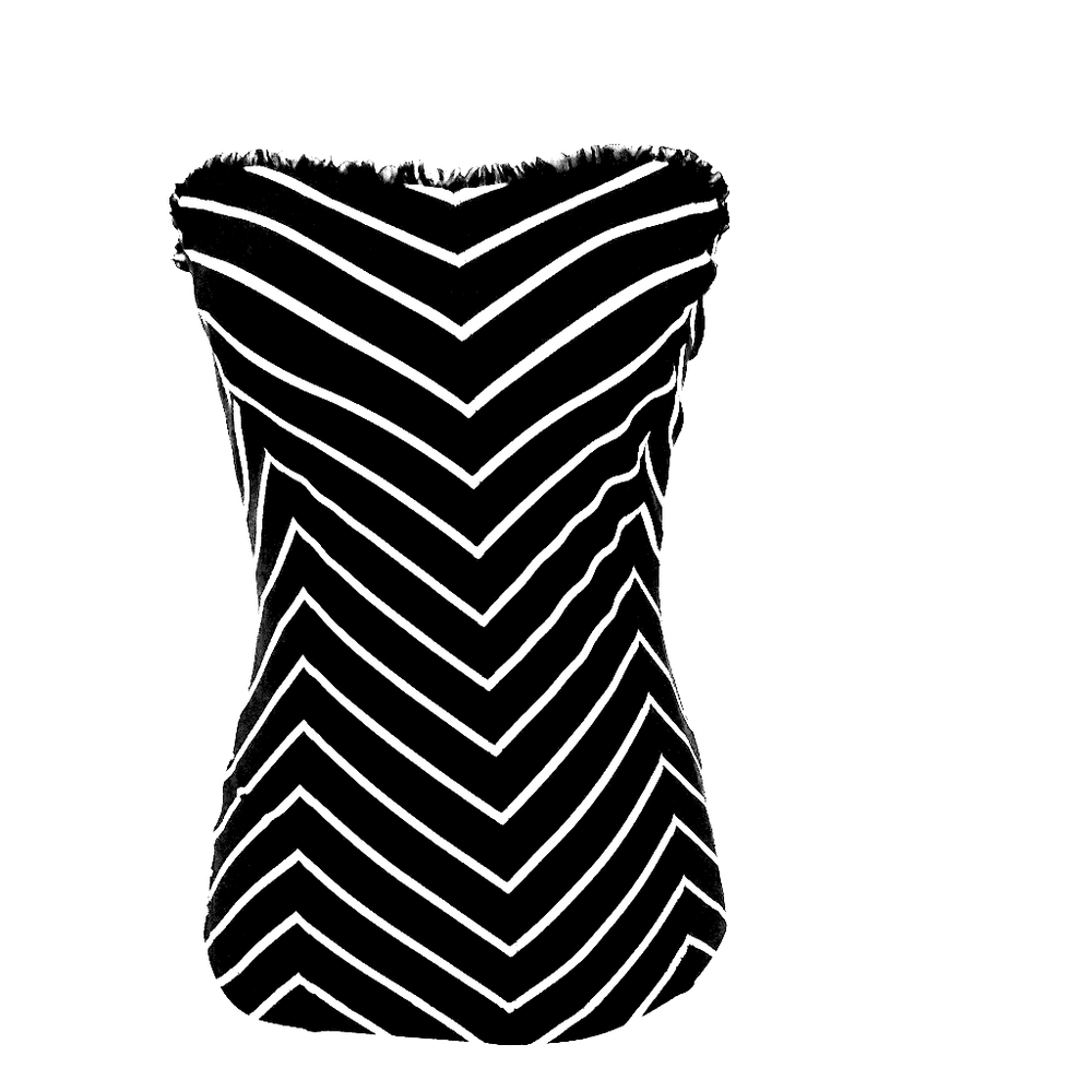 WHBM Black/White Striped Strapless Top Ruffle Trim